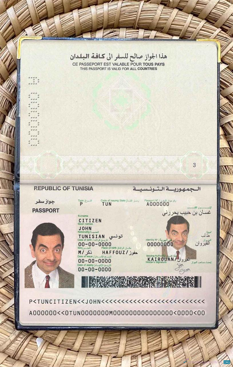Download Tunisia passport photo look Photoshop template